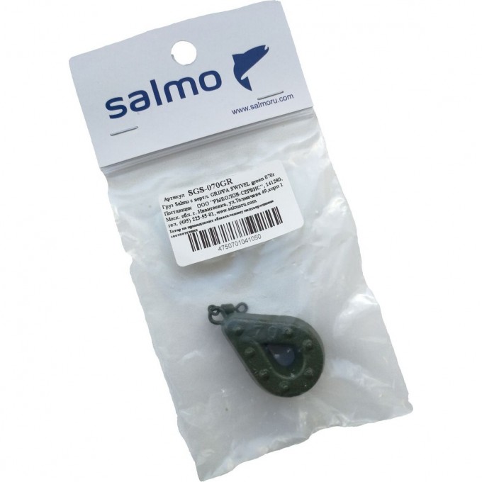 Груз SALMO с вертлюгой Grippa Swivel green 070г SGS-070GR Груз SALMO с вертлюгой Grippa Swivel green 070г SGS-070GR