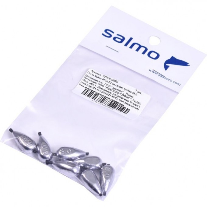 Груза SALMO Bullet на силиконовой трубке 08.0 7Шт SBUS-0080 Груза SALMO Bullet на силиконовой трубке 08.0 7Шт SBUS-0080