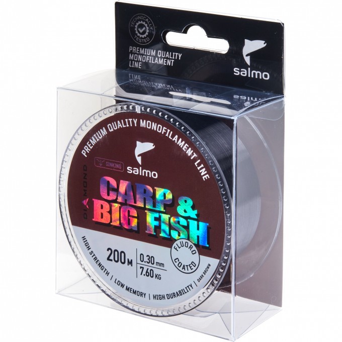 Леска монофильная SALMO DIAMOND CARP & BIG FISH FLUORO COATED Dark Brown 200/030 4039-030 Леска монофильная SALMO DIAMOND CARP & BIG FISH FLUORO COATED Dark Brown 200/030 4039-030