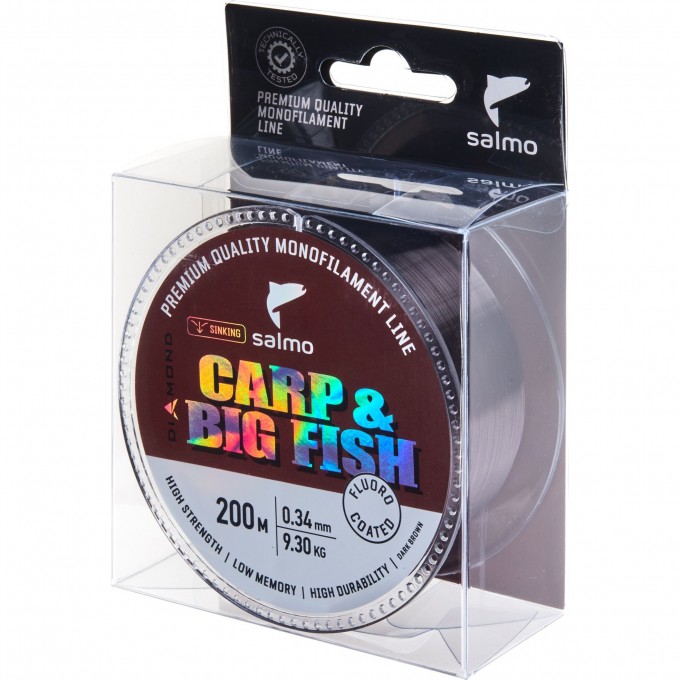 Леска монофильная SALMO DIAMOND CARP & BIG FISH FLUORO COATED Dark Brown 200/034 4039-034 Леска монофильная SALMO DIAMOND CARP & BIG FISH FLUORO COATED Dark Brown 200/034 4039-034