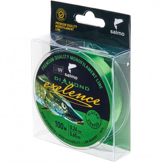 Леска монофильная SALMO DIAMOND EXELENCE FLUORO COATED Green 100/026 4031-026 Леска монофильная SALMO DIAMOND EXELENCE FLUORO COATED Green 100/026 4031-026