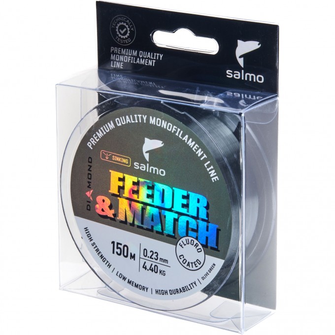 Леска монофильная SALMO DIAMOND FEEDER & MATCH FLUORO COATED Grey 150/023 4036-023 Леска монофильная SALMO DIAMOND FEEDER & MATCH FLUORO COATED Grey 150/023 4036-023