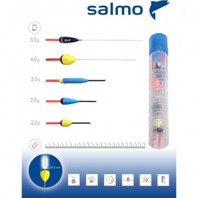 Поплавки SALMO ДЕНЬ/НОЧЬ в тубусе, 5 шт. 9600NIGHT-SET Поплавки SALMO ДЕНЬ/НОЧЬ в тубусе, 5 шт. 9600NIGHT-SET