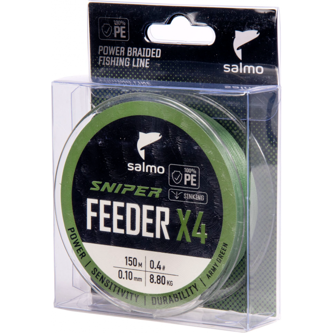 Шнур плетёный SALMO SNIPER х4 FEEDER BRAID Army Green 150/010 4933-010 Шнур плетёный SALMO SNIPER х4 FEEDER BRAID Army Green 150/010 4933-010