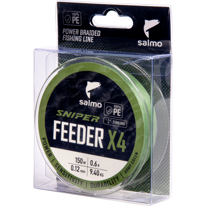 Шнур плетёный SALMO SNIPER х4 FEEDER BRAID Army Green 150/012 4933-012 Шнур плетёный SALMO SNIPER х4 FEEDER BRAID Army Green 150/012 4933-012