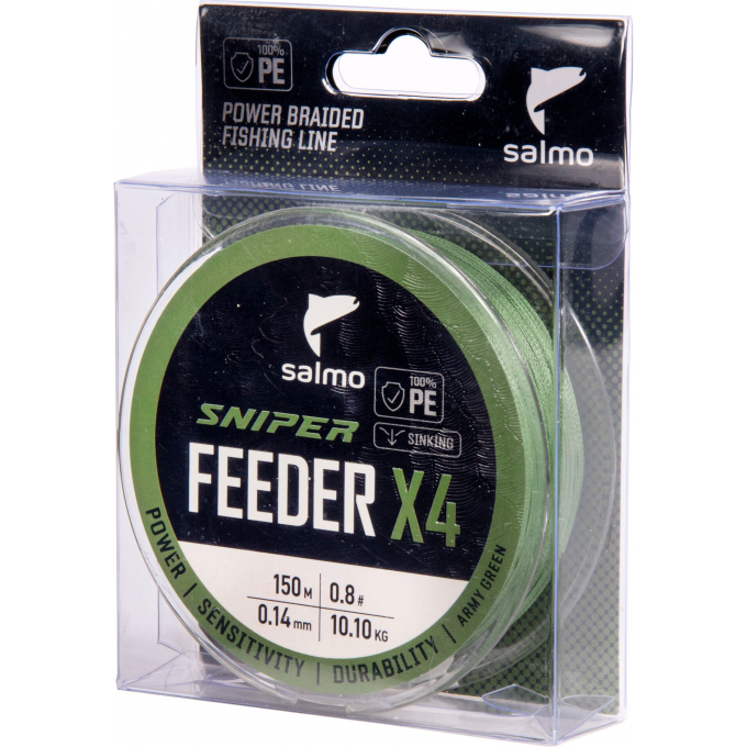 Шнур плетёный SALMO SNIPER х4 FEEDER BRAID Army Green 150/014 4933-014 Шнур плетёный SALMO SNIPER х4 FEEDER BRAID Army Green 150/014 4933-014