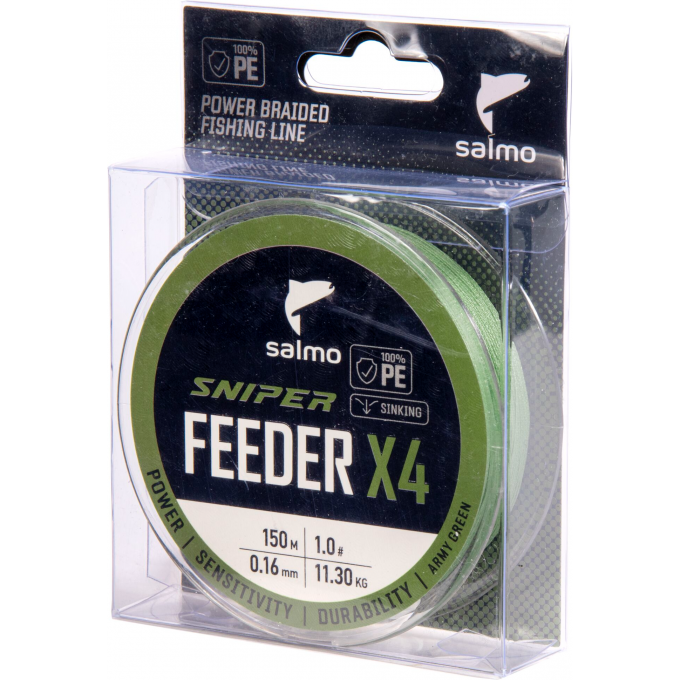 Шнур плетёный SALMO SNIPER х4 FEEDER BRAID Army Green 150/016 4933-016 Шнур плетёный SALMO SNIPER х4 FEEDER BRAID Army Green 150/016 4933-016