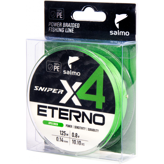 Шнур плетёный SALMO SNIPERх4 ETERNO BRAID Apple Green 125/014 4932-014 Шнур плетёный SALMO SNIPERх4 ETERNO BRAID Apple Green 125/014 4932-014
