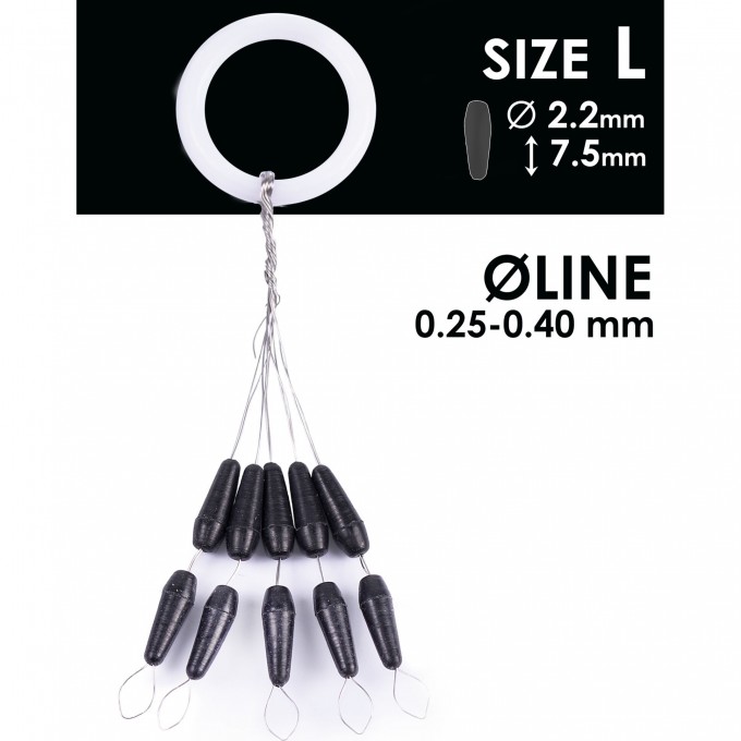 Стопоры резиновые SALMO RUBBER CONE STOPS р.003L 10шт. S901-003L Стопоры резиновые SALMO RUBBER CONE STOPS р.003L 10шт. S901-003L